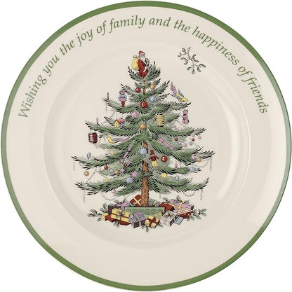 Spode Christmas Tree Sentiment Plate, 10.5-Inch Porcelain Dinner & Appetizer Dish, Holiday-Themed Serving Plate, Microwave & Dishwasher Safe, Festive Collectible Seasonal Dining