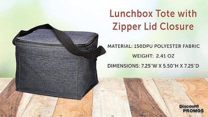 Insulated Cooler Lunch Bag Set of 10, Bulk Pack - Perfect for Work, Travel, Outdoor Events - Black