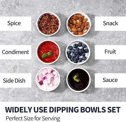 Selamica Soy Sauce Dish, 2.5 oz Ceramic Dipping Bowls Set of 12, 3.3 Inch Pinch Bowls for Side Dish, Condiment, Ketchup, Sushi, BBQ, White
