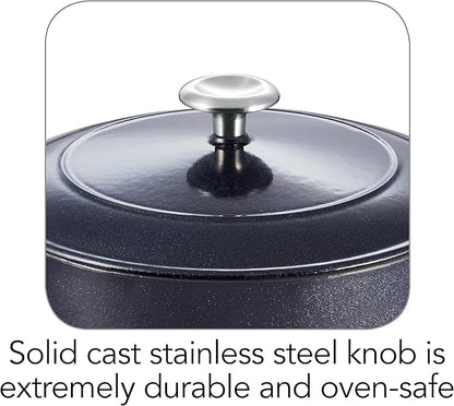 Tramontina 80131/038DS Enameled Cast Iron Covered Round Dutch Oven, 5.5-Quart, Dark Blue