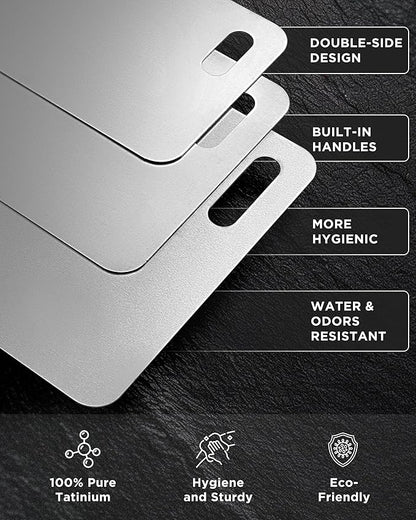 Katuchef Titanium Cutting Board for Kitchen, 100% Pure Titanium Cutting Board Food Grade,Non Toxic chopping board, Dishwasher safe, Easy to Clean Large Size, 16.1”x10”