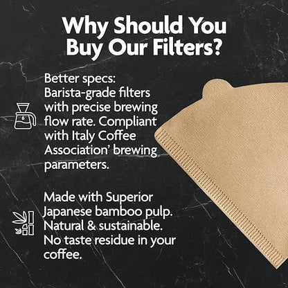 Vianté V60 Coffee Filters. Pour Over Coffee Filter Size 2 Brown Unbleached Filters From Natural Bamboo Fibers (200 Count)