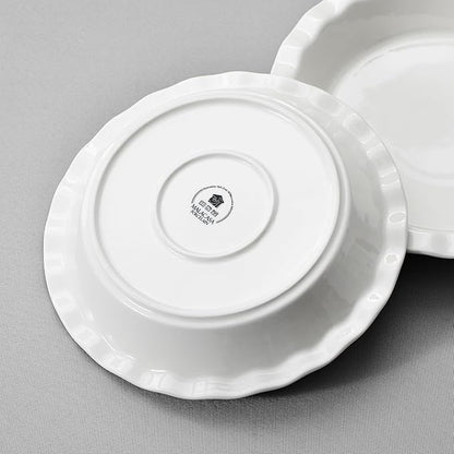 MALACASA Ceramic Pie Pan Set of 2, 9 inch, 40 oz Round Pie Dishes with Fluted Edges, Non Stick, For Quiche, Apple Pies, Pot Pies & More