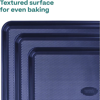 Baker's Secret Baking Sheets Non Stick, 3x Cookie Sheets for Oven, Diamond Texture Premium Air Flow, Set of 3 Baking Trays, Extra Thick 0.6mm with Diamond Base PFOA, PFOS, PTFE and PFAS free Bakeware