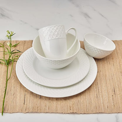 Mikasa Trellis Bone China Lightweight Chip Resistant 40 Piece Dinnerware Set, Service for 8