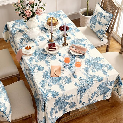 patdrea Designer Square Cyan Tablecloth,Vintage Linen with Ancient Castle and Manor Pattern Tablecloths,Table Cover Cloth Decor for Kitchen Dining Christmas,Thanksgiving,67"x67"-Lucerne a