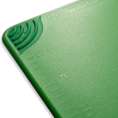 San Jamar Saf-T-Grip Plastic Cutting Board with Safety Hook, 18" x 24" x 0.5", Green