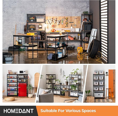 HOMEDANT 28"W x 12.3"D x 59.5"H 5-tier Boltless Metal Shelving Unit Adjustable Garage Storage Utility Rack Heavy Duty Shelves Organization Multipurpose Shelf Warehouse Kitchen Living Room pantry 1Pack