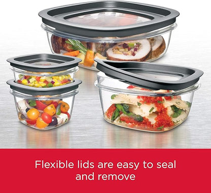 Rubbermaid Premier Food Storage Container, 10 Piece Set, Grey, BPA-Free, Microwave & Dishwasher Safe