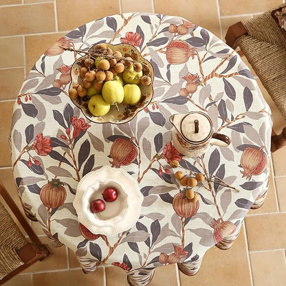 patdrea Designer Linen Small Round Tablecloth,Vintage Pomegranates and Leaves Tree Fall Tablecloths,Table Decor Cover for Kitchen Dining,Christmas,Thanksgiving,Party,Diameter 55"-Tehran a