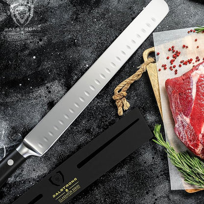 Dalstrong Slicing Carving Knife - 10 inch - Granton Edge - Gladiator Series Elite - Forged High-Carbon German Steel Kitchen Knife Gift- G10 Handle - w/Sheath - NSF Certified