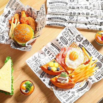 1800 Pcs 12 x 12 Inch Deli Wax Paper Sheets Grease Resistant Tray Basket Liners Newsprint Paper Water and Grease Proof Sandwich Wrapping Square Hot Dog Wrappers for Food Baking (White)