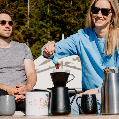 Ideus Insulated Pour Over Coffee Maker Set 20oz, Stainless Steel Coffee Pot Pour Over Set Camp Coffee Carafe BPA-Free with Dripper and Tea Infuser for Home, Office & Camping (Black)