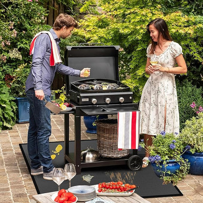60 ×52 inches Under Grill Mats for Outdoor Grill/ Double-Sided Fire Pit Mat Fireplace Mat, Fireproof Deck and Patio Protector Mat, BBQ Mat for Under BBQ Waterproof Oil-Proof Grill Floor Pads Grill Mat