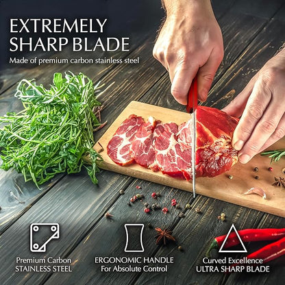 Moss & Stone 14 Pcs Knife Block Set Stainless Steel, Premium Forged Kitchen Knives Set with High-Carbon Blades, Ergonomic Handle, Sharp Blade, Rust Resistant, Modern Style for Home & Chef, Red