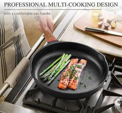 Vinchef 8" Non Stick Frying Pans, Skillet with Lid Used for All Stoves, Induction Non Toxic Cookware, Cooking Pans Nonstick Capable of Kitchen