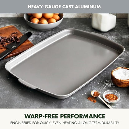 GreenPan Premiere Ovenware Healthy Ceramic Nonstick 18" x 13" Half Rectangular Baking Pan, PFOA & PFAS-Free, Warp-Free Bakeware, Durable Quick Heating Tray, Oven Safe to 600F, Dishwasher Safe, Gray