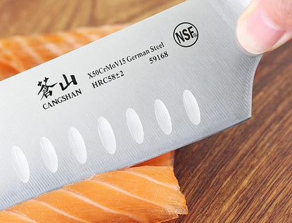 Cangshan D Series 59168 German Steel Forged Santoku Knife, 7-Inch