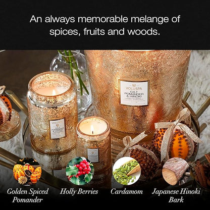 Japonica Collection Large - Gilt Pomander and Hinoki Reed by Voluspa for Unisex - 18 oz Candle
