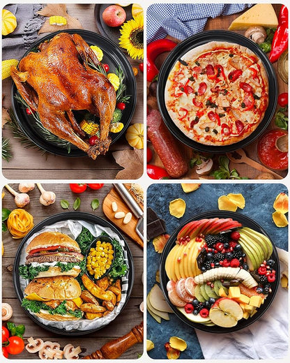 Enamel Round Baking Cake Pans Set Roasting Dish 4-Pack 9/10/12/14 Inch Non Stick Large Cookware for Cake Bread Pie Pizza Turkey Steak, Non-Toxic Carbon Steel Oven Dishwasher Safe Thanksgiving Bakeware
