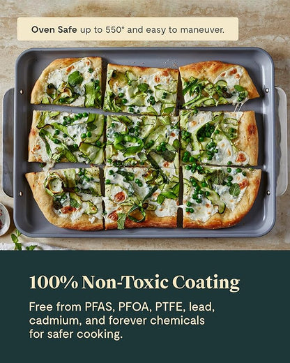 Caraway Non-Stick Ceramic Baking Sheet Trio - Naturally Slick Ceramic Coating - Non-Toxic, PTFE & PFOA Free - 18 x 13 Large, 15 x 10 Medium, & 9" x 13" Small - Black