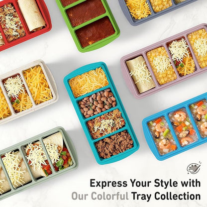 Silicone Freezer Tray with Lid Soup Freezer Container Molds with Steel Reinforced Rim Large Ice Cube Tray Makes 8 Perfect 1 Cup Portions Cubes Storage Food Soups & Meal Prep Oven & Dishwasher Safe