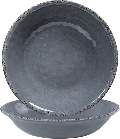 Farmhouse Large Melamine Serving Bowls,Set of 2, 130 OZ BPA Free 100% Melamine 13.75"x2.75" Salad and Pasta Serving Bowls, Bowls for Serving Food, Fruits And Pasta. Lightweight, Grey