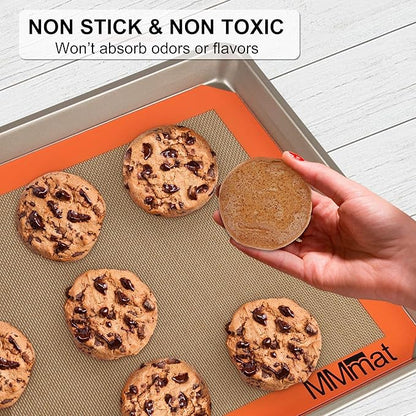 Silicone Baking Mat - Best German Silicone - Non Slip Silicone Baking Sheet, Non Stick Reusable Silicone Mats for Baking, Oven Liner, Counter Mat - Half Sheet Baking Mat, Set of 2