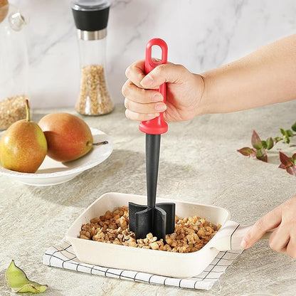Meat Chopper, MONGSEW Heat Resistant Masher and Smasher for Meat and Hamburger, Ground Beef Smasher, Nylon Meat Spatula Chopper, Mix and Chop Kitchen Tool (Unique Double Colors)