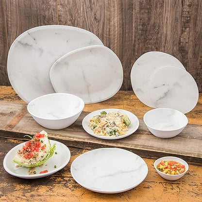 Carlisle FoodService Products Ridge Reusable Plastic Bowl Soup Bowl for Home and Restaurant, Melamine, 8 Ounces, Marble, (Pack of 24)