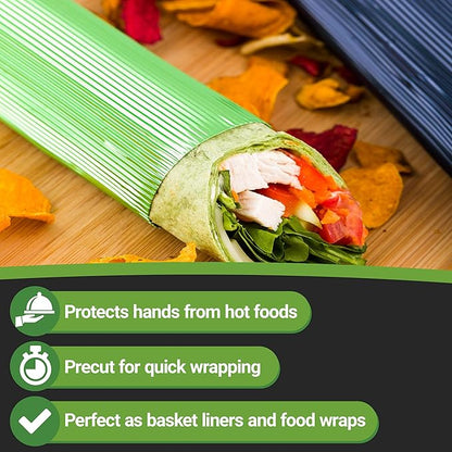 Restaurantware 12" x 12" Rippled Aluminum Foil Food Wrap and Fry Basket Liner: Perfect for Restaurant Take Out Bakeries and Food Trucks - Green Foil Sandwich Wraps - 500-CT