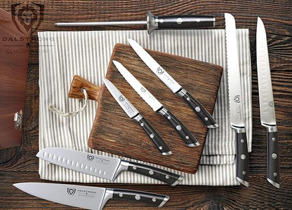 The Gladiator Series Elite 8-Piece Knife Block Set Gift Set Bundled with The Dalstrong Premium, Extra-Large Whetstone Kit - #6000/#1000 Grit with Stand