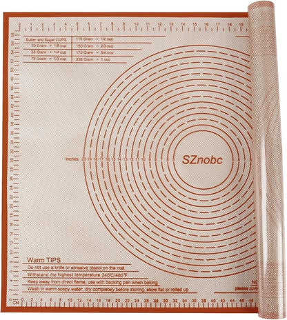 Extra Large Silicone Pastry Mat 34x26 Inch - Nonstick Baking Mats with Measurements, Great for Dough Rolling, Pastry, Pie Crust, Fondant, Cookies, Bread, Pasta, Pizza, Counter Mat