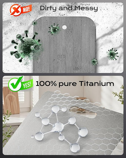 Titanium Cutting Board, Food Grade 100% Pure Titanium Cutting Boards for Kitchen, Non-Toxic Double-Sided Chopping Board, Dishwasher Safe, Easy to Clean – 12 x 9 Inch