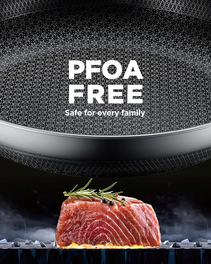 Non Stick Frying Pans Set, 10 pcs, Hybrid Frying Pans Nonstick,non stick Skillets Stainless Steel, Dishwasher & Oven-Safe, Induction Compatible Cooking Pan, PFOA Free Cookware