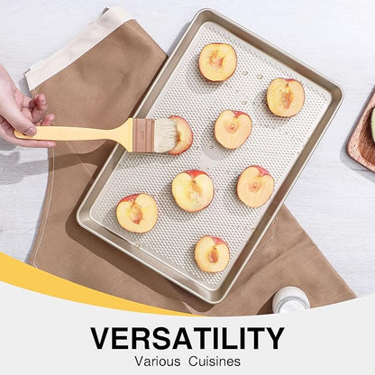 Jelly Roll Pan 15x10 - HONGBAKE Commercial Cookie Sheets for Baking with Diamond Texture Surface, 57% Thicker Carbon Steel Baking Sheet for Oven, Nonstick Cooking Tray