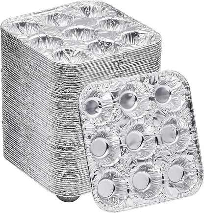 9-Cavity Mini Cupcake and Muffin Pans | Disposable Aluminium Baking Pans | Use for Baking Mini Muffin, Cupcake, Cake | For Weddings, Parties, Birthdays, Gatherings (12 Pack)