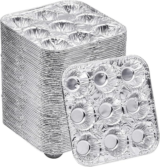 9-Cavity Mini Cupcake and Muffin Pans | Disposable Aluminium Baking Pans | Use for Baking Mini Muffin, Cupcake, Cake | For Weddings, Parties, Birthdays, Gatherings (12 Pack)