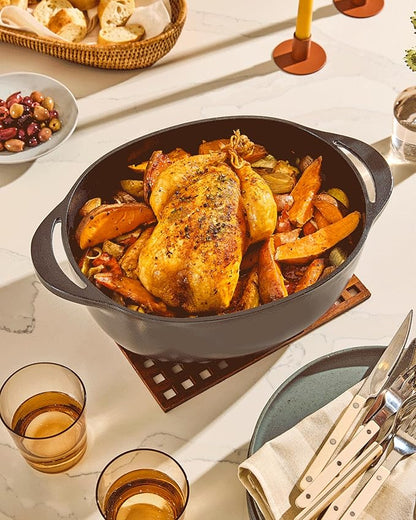Caraway Enameled Cast Iron Dutch Oven - 8qt Dutch Oven With Lid - 3 Layer Enamel Coating - No Seasoning Required - Compatible With All Stovetops - Oven Safe - No Forever Chemicals - Midnight Blue