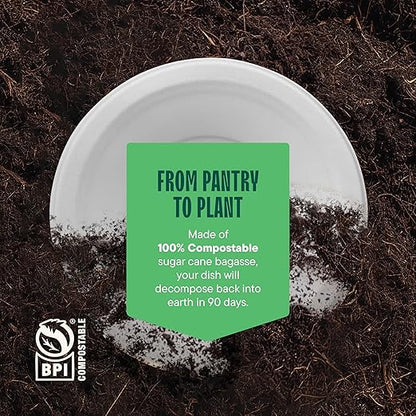 100% Compostable Paper Bowls 12 oz. [1000 Count] Heavy-Duty Soup Bowls - Natural White Color Unbleached Bagasse Bowls - Eco-Friendly Disposable Biodegradable Sugarcane - [Bulk Case 8/125 Pack]