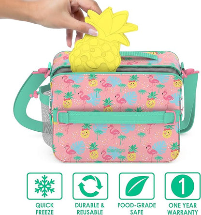 Bentgo Buddies Reusable Ice Packs - Slim Ice Packs for Lunch Boxes, Lunch Bags, and Coolers - Multicolored 4-Pack (Pineapple)