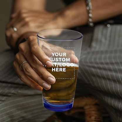 Custom Libbey Pint Glass 16 oz. Set of 100, Personalized Bulk Pack - Beer Glasses, Heavy Duty Drinkware - Blue