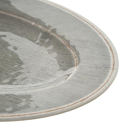 Carlisle FoodService Products Grove Resuable Plastic Oval Plate with Wide Rim for Home and Restaurant, Melamine, 12 x 8 Inches, Smoke, (Pack of 12)