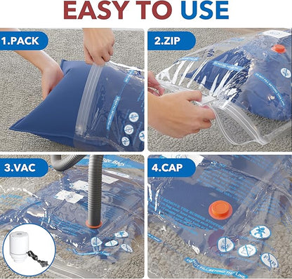Vacuum Storage Bags with Electric Air Pump 24 Combo (5 Jumbo/5 Large/5 Medium/5 Small/4 Roll), Plastic Packaging Bags,Space Saver Sealer Bags for Clothes, Pillows, Comforters, Blankets, Bedding