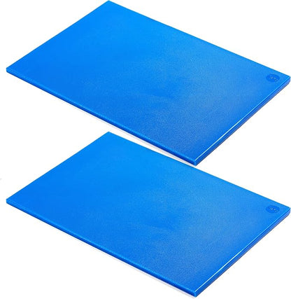 CURTA 2-Pack Cutting Boards for Kitchen, 18" x 12" x 0.5" Blue Color Coded Plastic Chopping Board with Anti Slip Surface Dishwasher Safe