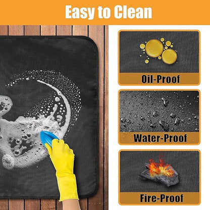 31 x 24 in Heat Resistant Grill Mats for Outdoor Grill to Protect Your Prep Table and Outdoor Grill Table, Fireproof Waterproof Oil-Proof BBQ Mat Grill Table Mat - Reusable Black (0.6mm)