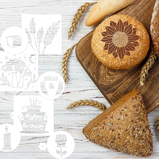 Bread Stencils for Sourdough - 24 Pcs Bread Stencils for Baking, Sourdough Bread Baking Tools, Gifts for Sourdough Bakers, Bread Making Accessories, Pie Cake Cookie Baking Stencils Template