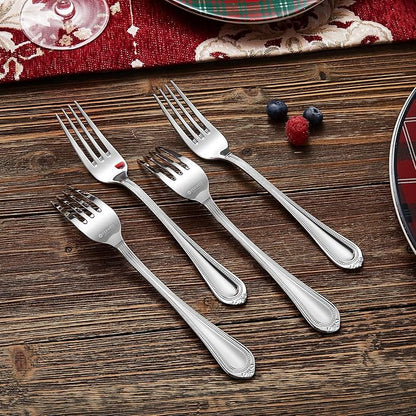 KEAWELL Pearl Edge 4-Piece Premium Fork Set, 18/10 Stainless Steel, Fine Silverware with Mirror Finish, Dishwasher Safe (4, 7.3" Salad Forks)