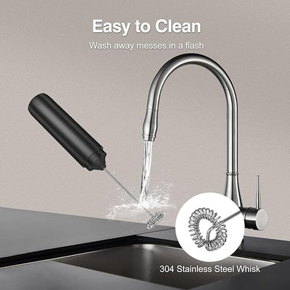 Milk Frother Handheld Rechargeable, Frother Wand with Storage Cover, Drink Mixer and Foamer for Coffee, Electric Whisk for Latte, Cappuccino, Matcha, Hot Chocolate, Protein Powder