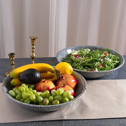 Farmhouse Large Melamine Serving Bowls,Set of 2, 130 OZ BPA Free 100% Melamine 13.75"x2.75" Salad and Pasta Serving Bowls, Bowls for Serving Food, Fruits And Pasta. Lightweight, Grey